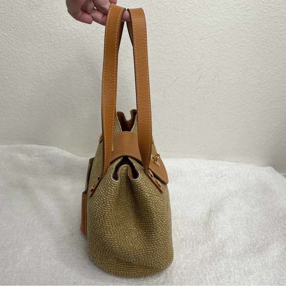 Eric Javits Women Tan Brown Rattan Flap Shoulder Purse Bag Boho Coastal Tropical - Picture 3 of 16